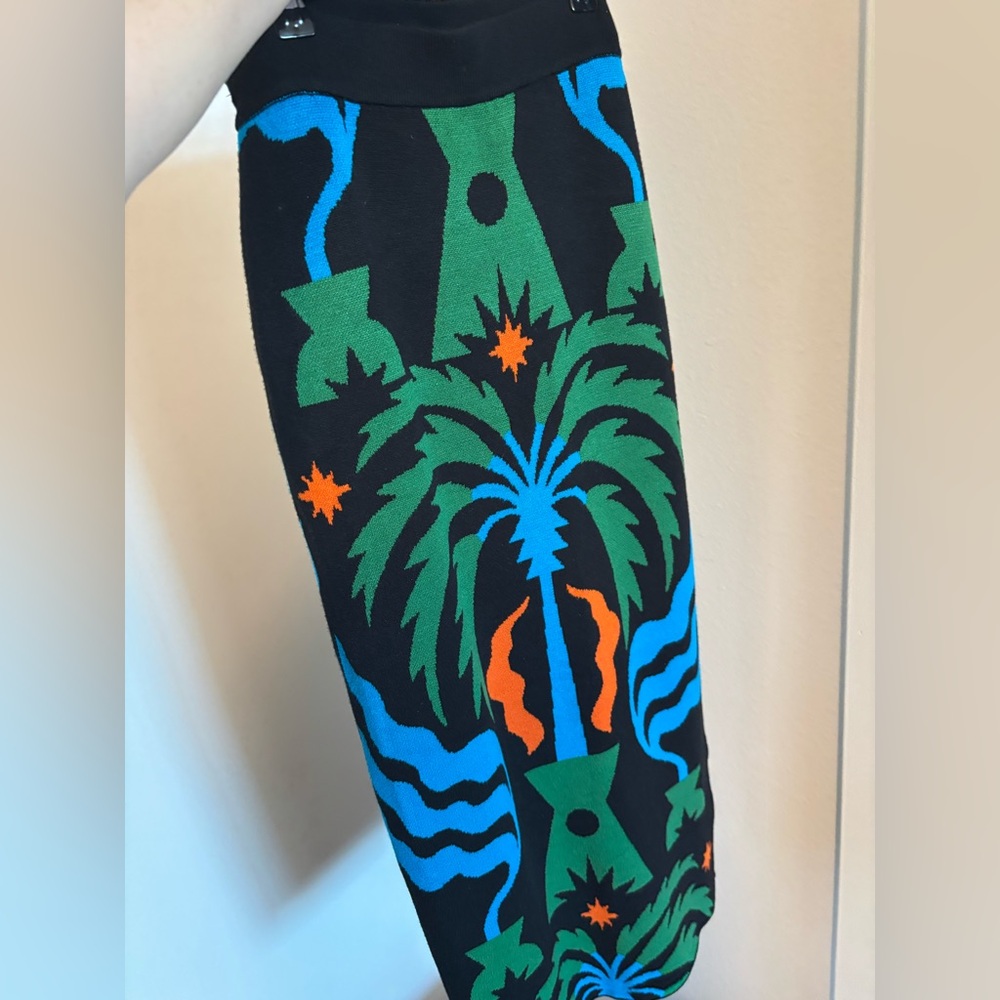 Anthropologie Tigre indigo x Celandine vibrant tropical knit Maxi Skirt - Picture 2 of 6